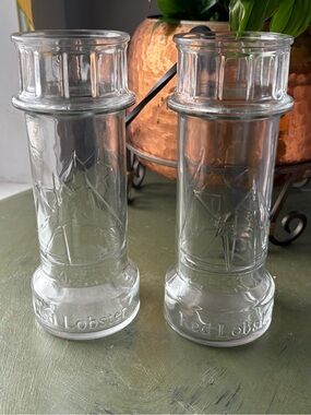 Vintage Red Lobster Clear Glass Collectible Tumblers - Set of 2